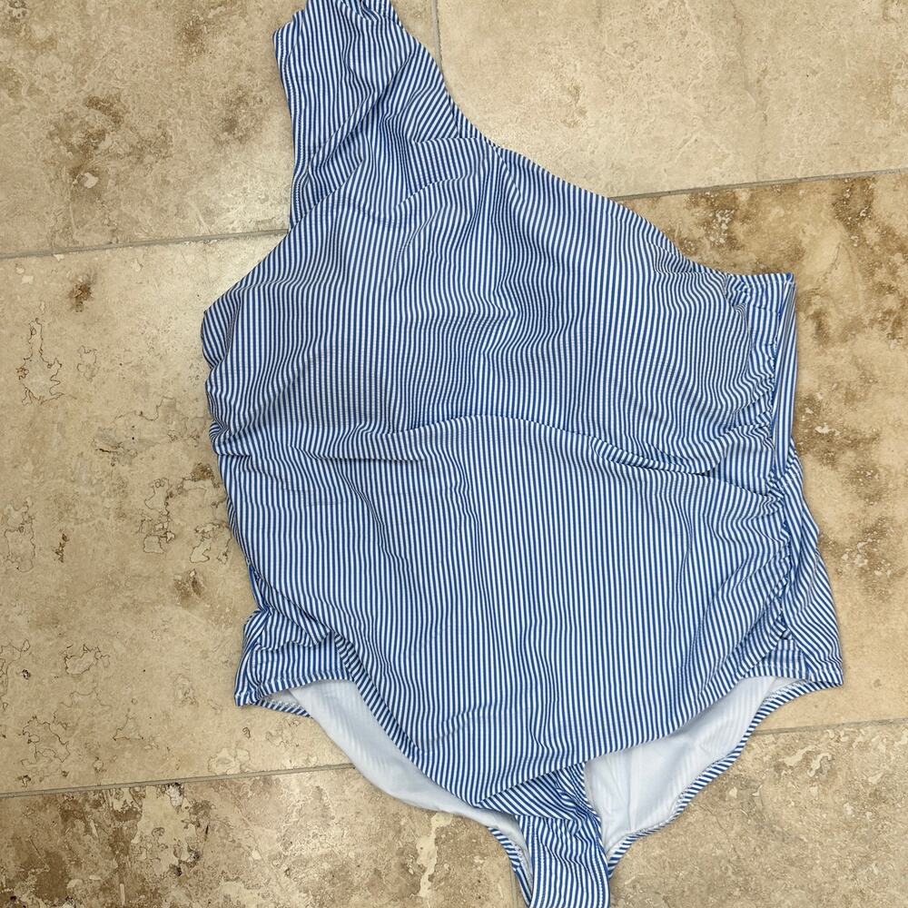 J.Crew Ruched One Shoulder One Piece Striped Swimsuit Plus Size US 24 NWT - Picture 10 of 12